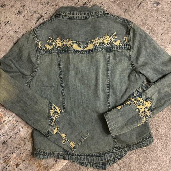 Free People Delores Denim Embroidered Button Down Top - Picture 5 of 6